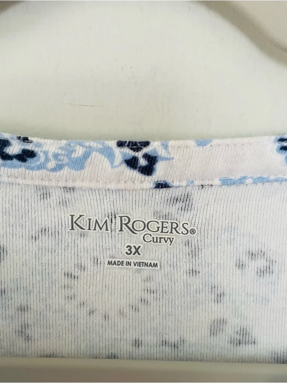Kim Rogers Light Blue Floral Popover Blouse